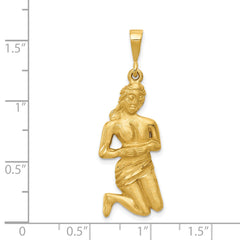 14K Gold Satin Diamond-Cut Virgo Zodiac Pendant Elegant Themed Charm