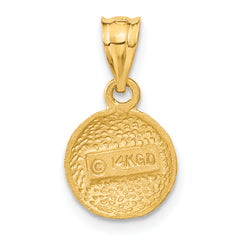 14K Gold Basketball Charm with Polished Finish and Textured Details