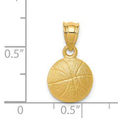 14K Gold Basketball Charm with Polished Finish and Textured Details