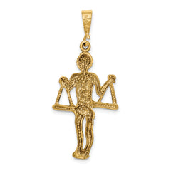 14K Gold Satin Diamond-Cut Libra Zodiac Charm Elegant, Themed Design