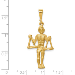 14K Gold Satin Diamond-Cut Libra Zodiac Charm Elegant, Themed Design