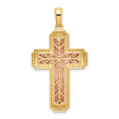 14K Two-tone White Rhodium INRI Crucifix Pendant