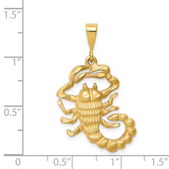14K Gold Satin Diamond-Cut Scorpio Zodiac Charm Elegant Themed Pendant