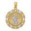 St. Christopher Medal Pendant in 14K Two-Tone Gold, 25mm Textured - Sophia Jewelers
