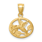 14K D/C Brushed Hummingbird Pendant