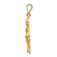 14K Gold Satin Diamond-Cut Aquarius Zodiac Charm Elegant Themed Design
