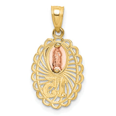 14K Two-tone w/White Rhodium Lady of Guadalupe 15 Pendant