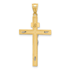 14K Two-tone INRI Crucifix Pendant
