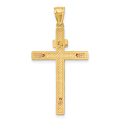 14K Two-tone INRI Crucifix Pendant