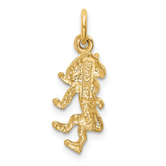 14K Gold Satin Diamond-Cut Leo Zodiac Charm Elegant and Themed Jewelry