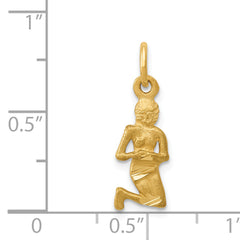 14K Gold Satin Diamond-Cut Virgo Zodiac Charm Elegant & Themed Design