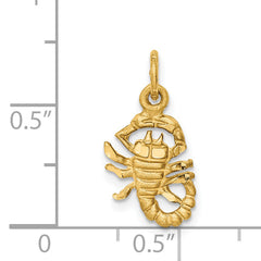 14K Gold Satin Diamond-Cut Scorpio Zodiac Charm Elegant and Themed Design