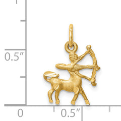 14K Gold Satin Diamond-Cut Sagittarius Zodiac Charm Elegant & Themed