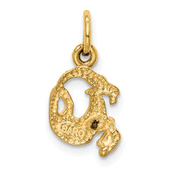 14K Gold Satin Diamond-Cut Capricorn Zodiac Charm Elegant and Unique Design