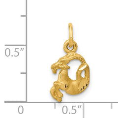 14K Gold Satin Diamond-Cut Capricorn Zodiac Charm Elegant and Unique Design