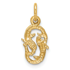 14K Gold Satin Diamond-Cut Pisces Zodiac Charm Elegant Theme by Sophia Jewelers