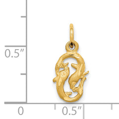 14K Gold Satin Diamond-Cut Pisces Zodiac Charm Elegant Theme by Sophia Jewelers