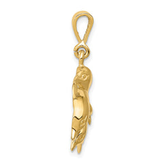 14K Gold Dolphin Charm with Polished Finish, Elegant Themed Design