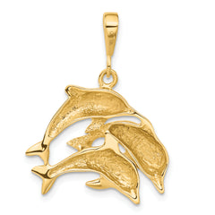14K Gold Dolphin Charm with Polished Finish, Elegant Themed Design