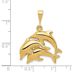 14K Gold Dolphin Charm with Polished Finish, Elegant Themed Design