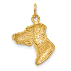 14K Yellow Gold Men's Dog Charm with Brushed Diamond-Cut Finish 24mm