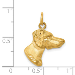 14K Yellow Gold Men's Dog Charm with Brushed Diamond-Cut Finish 24mm