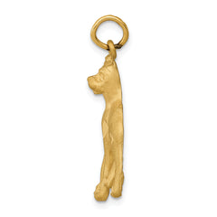 14K Yellow Gold Boxer Dog Charm with Diamond-Cut Brushed Finish Elegant and Detailed