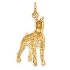 14K Yellow Gold Boxer Dog Charm with Diamond-Cut Brushed Finish Elegant and Detailed