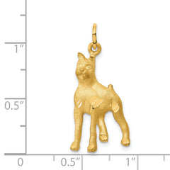14K Yellow Gold Boxer Dog Charm with Diamond-Cut Brushed Finish Elegant and Detailed