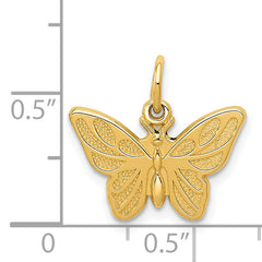 14K Gold Butterfly Charm with Polished Finish Elegant and Textured Design