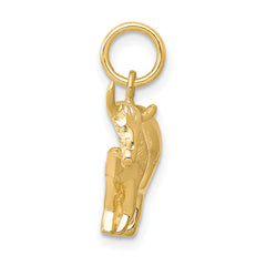 14K Gold Men's Steer Pendant with Polished Textured Finish