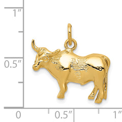 14K Gold Men's Steer Pendant with Polished Textured Finish