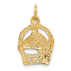 14K Yellow Gold Horse Head in Diamond-Cut Horseshoe Pendant for Men