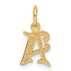 14K Gold Letter A Initial Charm, Diamond-Cut Sandblasted Finish Small, Elegant Design