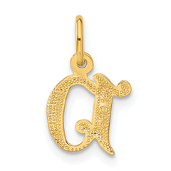 14K Gold Diamond-Cut Letter D Initial Charm Elegant Small Pendant by Sophia Jewelers