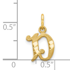 14K Gold Diamond-Cut Letter D Initial Charm Elegant Small Pendant by Sophia Jewelers