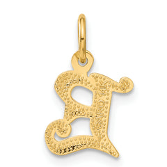 14K Gold Diamond-Cut Letter E Initial Charm Elegant Sandblasted Finish
