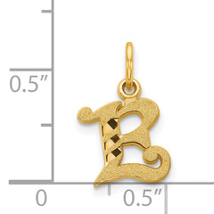 14K Gold Diamond-Cut Letter E Initial Charm Elegant Sandblasted Finish