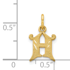 14K Gold H Initial Charm with Diamond-Cut Sandblasted Texture Elegant and Timeless