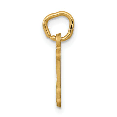 14K Gold Initial I Charm with Diamond-Cut Sandblasted Finish