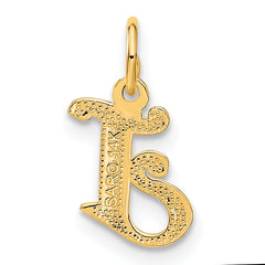 14K Gold Letter J Diamond-Cut Charm with Sandblasted Finish Small, Elegant