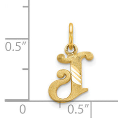 14K Gold Letter J Diamond-Cut Charm with Sandblasted Finish Small, Elegant