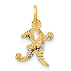 14K Gold Diamond-Cut Letter K Charm with Sandblasted Finish Small