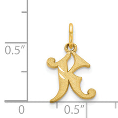 14K Gold Diamond-Cut Letter K Charm with Sandblasted Finish Small