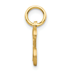 14K Gold Diamond-Cut Letter L Initial Charm Elegant Sandblasted Finish