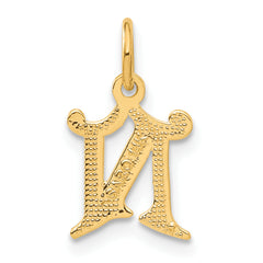 14K Gold Letter N Diamond-Cut Charm with Sandblasted Texture Small Elegant Pendant