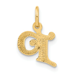 14K Gold Diamond-Cut Letter P Initial Charm Sandblasted Finish