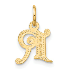 14K Gold Diamond-Cut Letter R Initial Charm with Sandblasted Finish