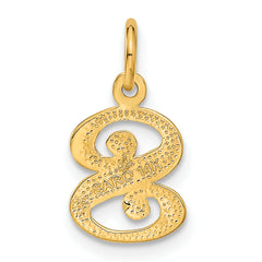 14K Gold Diamond-Cut Letter S Initial Charm Elegant Small Pendant