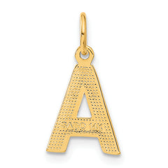 14K Gold Letter A Initial Charm with Diamond-Cut Texture Elegant Medium Size